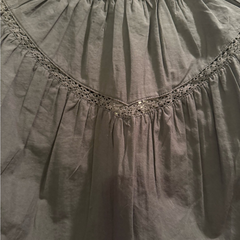 NWT Aerie Charcoal Smocked Blouse. Size Small With Balloon Sleeves - Picture 7 of 11